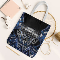 Aotearoa Tuwharetoa Tote Bag Maori Tribal Navy Paua Shell Pattern DT05 White Strap One Size Navy - Polynesian Pride