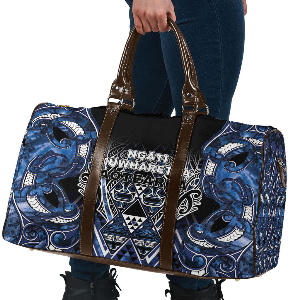 Aotearoa Tuwharetoa Travel Bag Maori Tribal Navy Paua Shell Pattern DT05 - Polynesian Pride