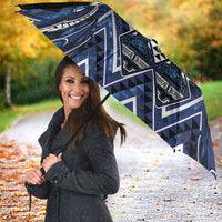 Aotearoa Tuwharetoa Umbrella Maori Tribal Navy Paua Shell Pattern DT05 - Polynesian Pride