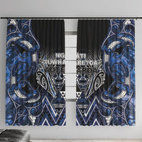 Aotearoa Tuwharetoa Window Curtain Maori Tribal Navy Paua Shell Pattern DT05 With Hooks Navy - Polynesian Pride