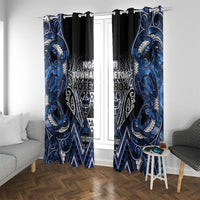 Aotearoa Tuwharetoa Window Curtain Maori Tribal Navy Paua Shell Pattern DT05 With Grommets Navy - Polynesian Pride