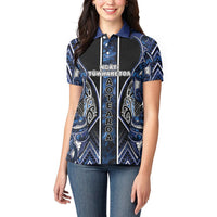 Aotearoa Tuwharetoa Women Polo Shirt Maori Tribal Navy Paua Shell Pattern DT05 - Polynesian Pride