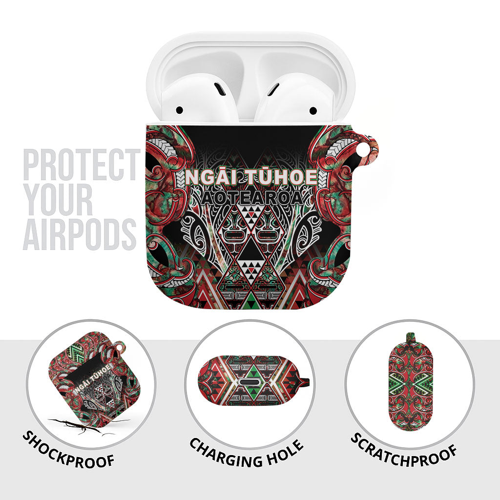 Aotearoa Ngai Tuhoe AirPods Case Maori Tribal Red And Green Paua Shell Pattern DT05 - Polynesian Pride