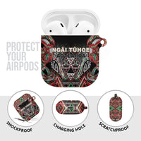 Aotearoa Ngai Tuhoe AirPods Case Maori Tribal Red And Green Paua Shell Pattern DT05 - Polynesian Pride