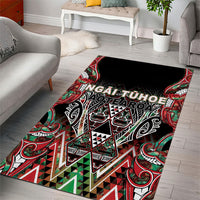 Aotearoa Ngai Tuhoe Area Rug Maori Tribal Red And Green Paua Shell Pattern DT05 - Polynesian Pride