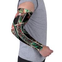 Aotearoa Ngai Tuhoe Arm Sleeves Maori Tribal Red And Green Paua Shell Pattern DT05 - Polynesian Pride