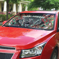 Aotearoa Ngai Tuhoe Auto Sun Shade Maori Tribal Red And Green Paua Shell Pattern DT05 - Polynesian Pride
