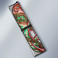 Aotearoa Ngai Tuhoe Auto Sun Shade Maori Tribal Red And Green Paua Shell Pattern DT05 - Polynesian Pride