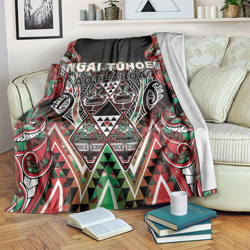 Aotearoa Ngai Tuhoe Blanket Maori Tribal Red And Green Paua Shell Pattern DT05 Red - Polynesian Pride