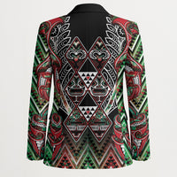 Aotearoa Ngai Tuhoe Blazer Maori Tribal Red And Green Paua Shell Pattern DT05 - Polynesian Pride