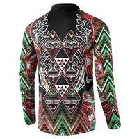 Aotearoa Ngai Tuhoe Button Sweatshirt Maori Tribal Red And Green Paua Shell Pattern DT05 - Polynesian Pride