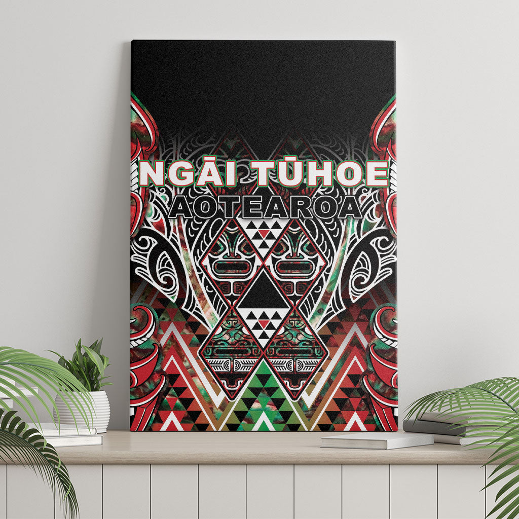 Aotearoa Ngai Tuhoe Canvas Wall Art Maori Tribal Red And Green Paua Shell Pattern DT05 - Polynesian Pride