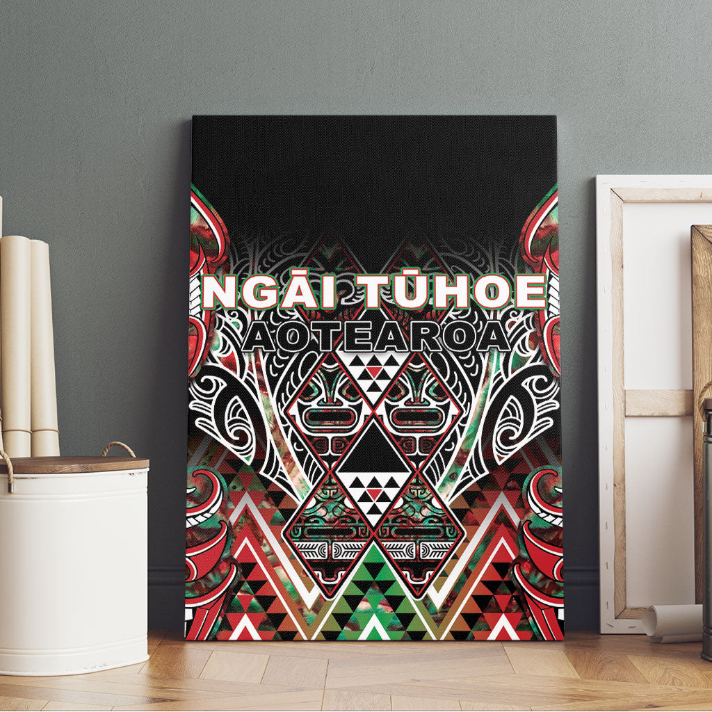 Aotearoa Ngai Tuhoe Canvas Wall Art Maori Tribal Red And Green Paua Shell Pattern DT05 - Polynesian Pride