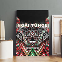 Aotearoa Ngai Tuhoe Canvas Wall Art Maori Tribal Red And Green Paua Shell Pattern DT05 - Polynesian Pride