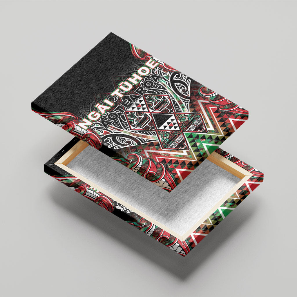 Aotearoa Ngai Tuhoe Canvas Wall Art Maori Tribal Red And Green Paua Shell Pattern DT05 - Polynesian Pride