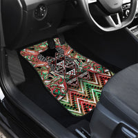 Aotearoa Ngai Tuhoe Car Mats Maori Tribal Red And Green Paua Shell Pattern DT05 - Polynesian Pride