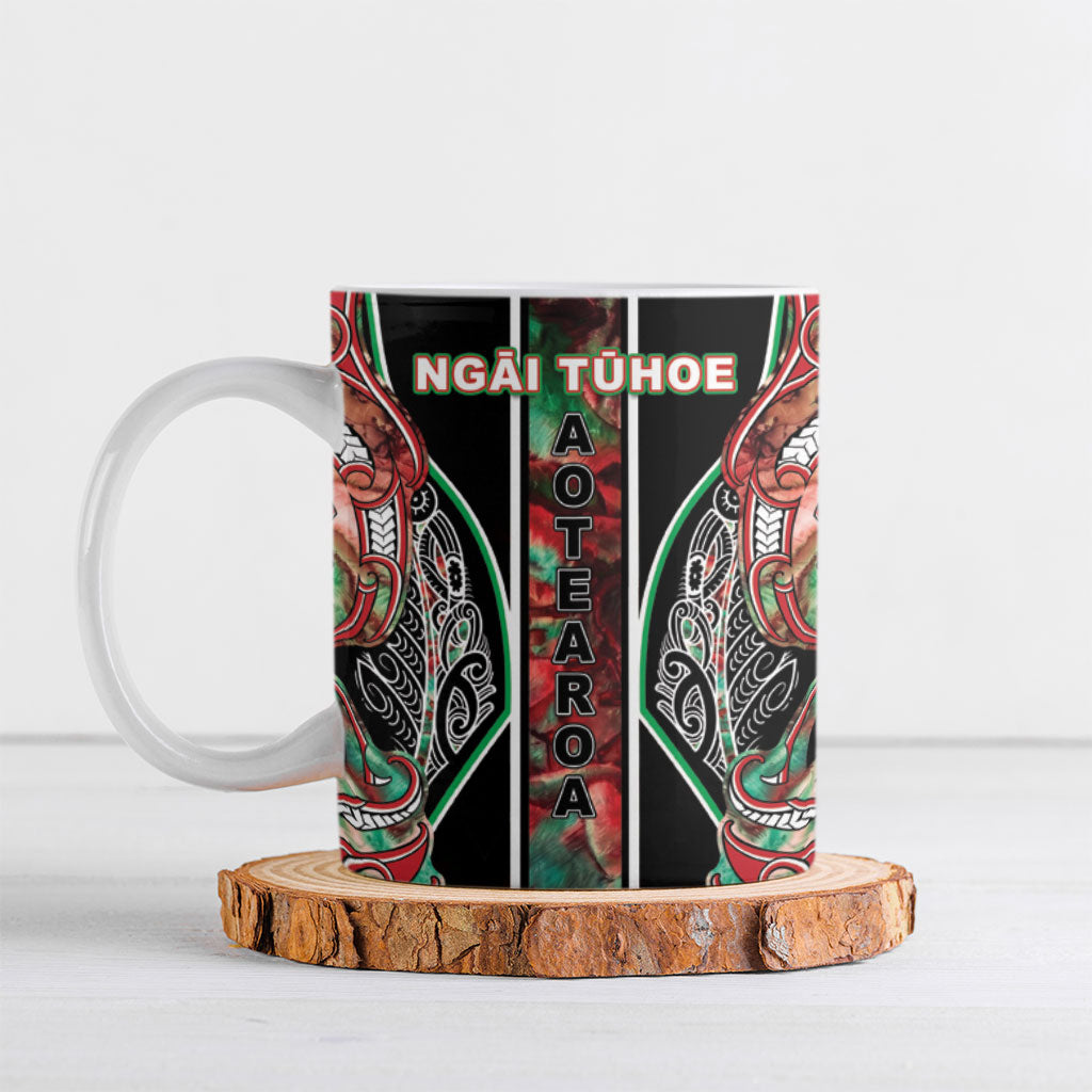 Aotearoa Ngai Tuhoe Ceramic Mug Maori Tribal Red And Green Paua Shell Pattern DT05 Red - Polynesian Pride