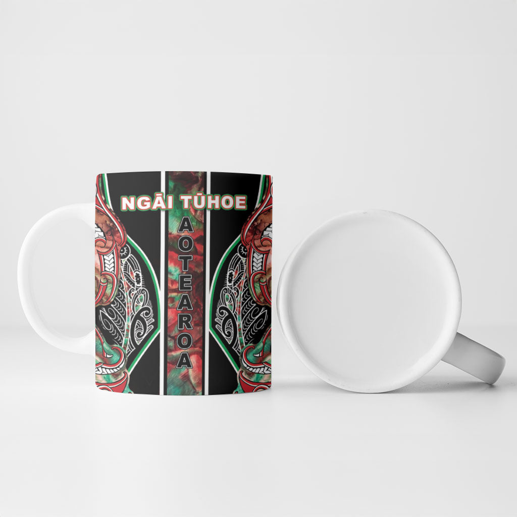 Aotearoa Ngai Tuhoe Ceramic Mug Maori Tribal Red And Green Paua Shell Pattern DT05 - Polynesian Pride