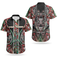 Aotearoa Ngai Tuhoe Couples Matching Puletasi and Hawaiian Shirt Maori Tribal Red And Green Paua Shell Pattern DT05 - Polynesian Pride