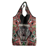 Aotearoa Ngai Tuhoe Grocery Bag Maori Tribal Red And Green Paua Shell Pattern DT05 - Polynesian Pride