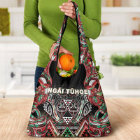 Aotearoa Ngai Tuhoe Grocery Bag Maori Tribal Red And Green Paua Shell Pattern DT05 - Polynesian Pride