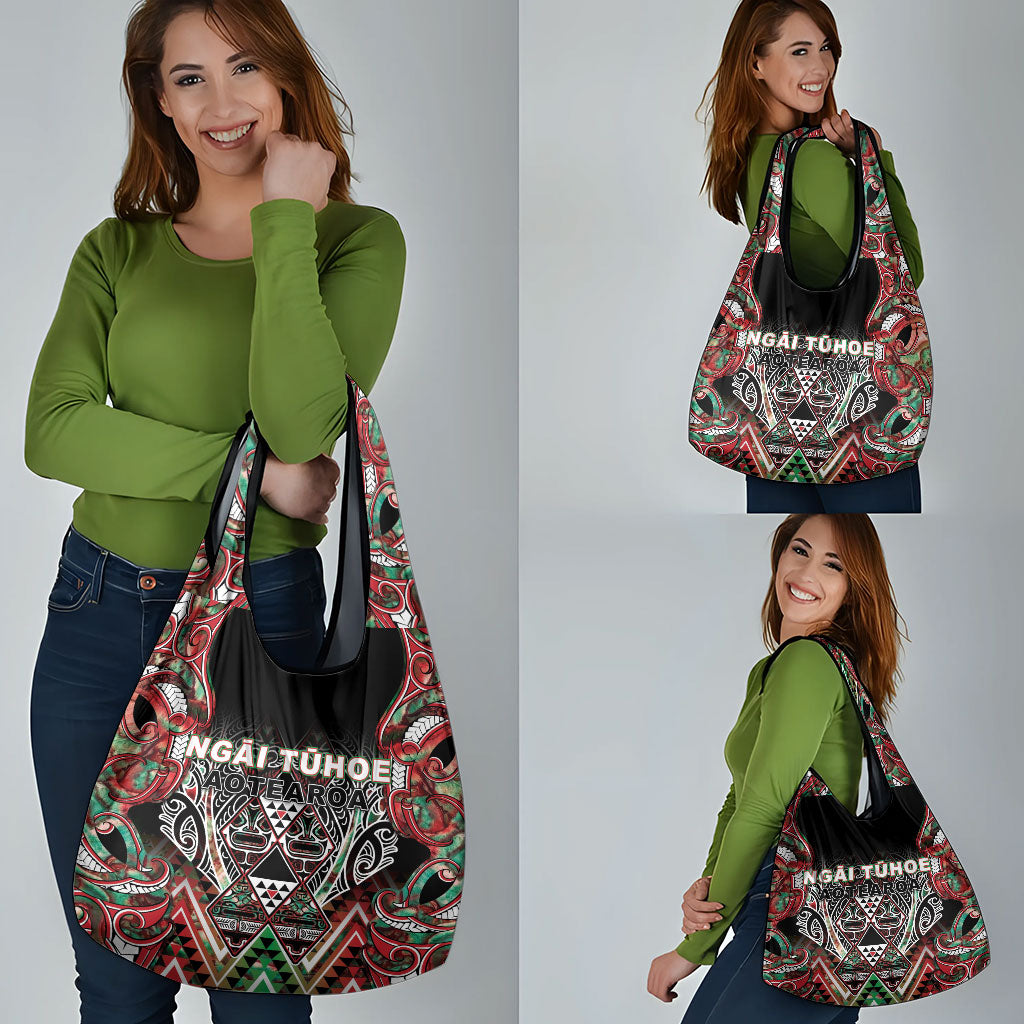 Aotearoa Ngai Tuhoe Grocery Bag Maori Tribal Red And Green Paua Shell Pattern DT05 - Polynesian Pride