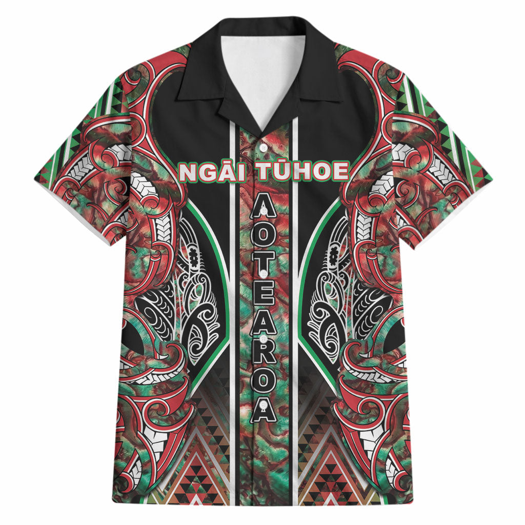 Aotearoa Ngai Tuhoe Hawaiian Shirt Maori Tribal Red And Green Paua Shell Pattern DT05 Red - Polynesian Pride
