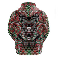 Aotearoa Ngai Tuhoe Hoodie Maori Tribal Red And Green Paua Shell Pattern DT05 - Polynesian Pride