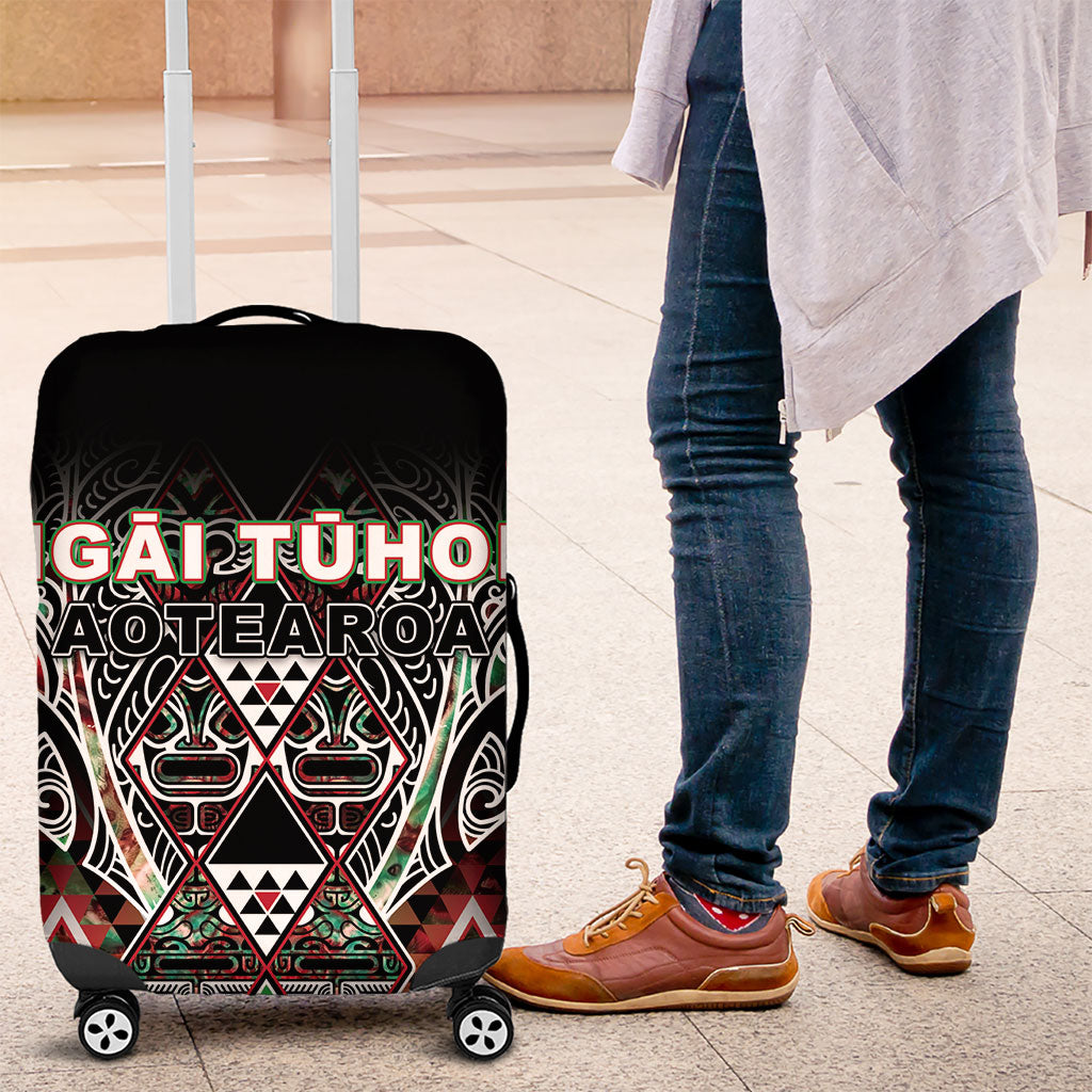 Aotearoa Ngai Tuhoe Luggage Cover Maori Tribal Red And Green Paua Shell Pattern DT05 Red - Polynesian Pride