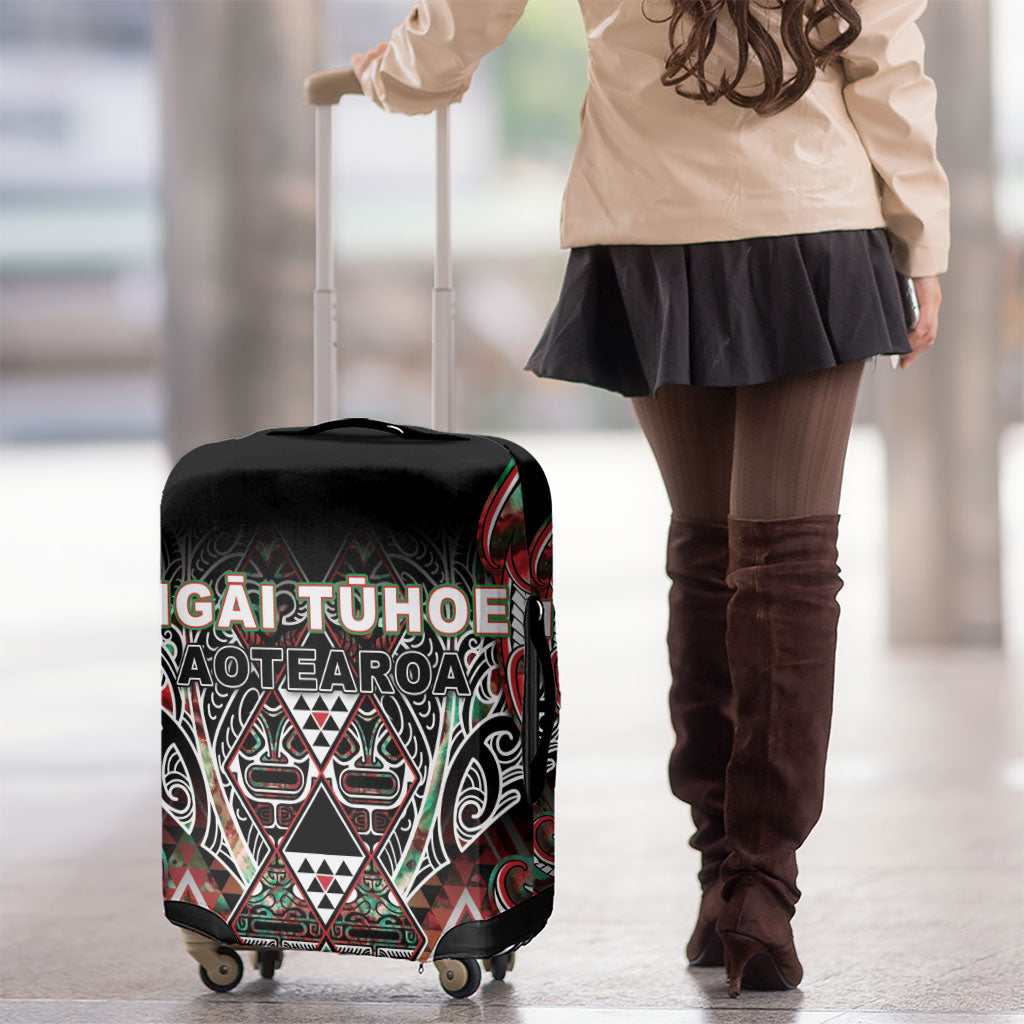 Aotearoa Ngai Tuhoe Luggage Cover Maori Tribal Red And Green Paua Shell Pattern DT05 - Polynesian Pride