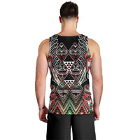 Aotearoa Ngai Tuhoe Men Tank Top Maori Tribal Red And Green Paua Shell Pattern DT05 - Polynesian Pride