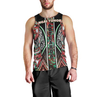 Aotearoa Ngai Tuhoe Men Tank Top Maori Tribal Red And Green Paua Shell Pattern DT05 - Polynesian Pride