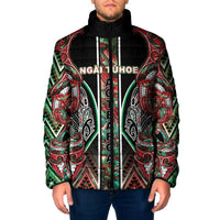Aotearoa Ngai Tuhoe Padded Jacket Maori Tribal Red And Green Paua Shell Pattern DT05 Men Red - Polynesian Pride