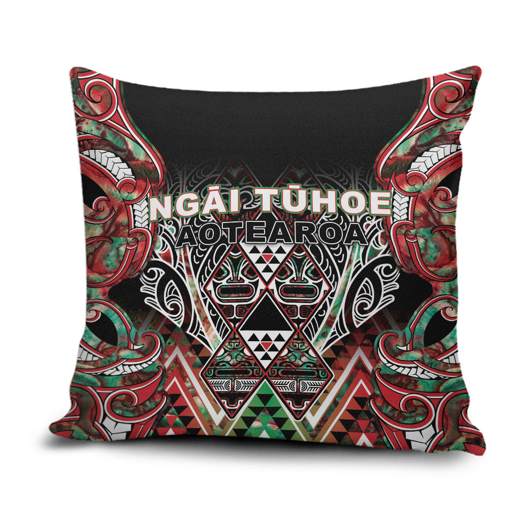 Aotearoa Ngai Tuhoe Pillow Cover Maori Tribal Red And Green Paua Shell Pattern DT05 Red - Polynesian Pride