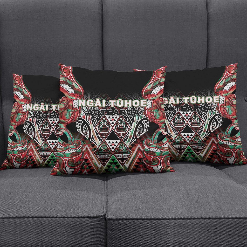 Aotearoa Ngai Tuhoe Pillow Cover Maori Tribal Red And Green Paua Shell Pattern DT05 - Polynesian Pride