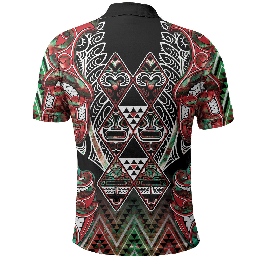 Aotearoa Ngai Tuhoe Polo Shirt Maori Tribal Red And Green Paua Shell Pattern DT05 - Polynesian Pride
