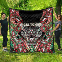 Aotearoa Ngai Tuhoe Quilt Maori Tribal Red And Green Paua Shell Pattern DT05 - Polynesian Pride
