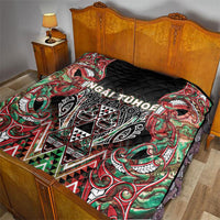 Aotearoa Ngai Tuhoe Quilt Maori Tribal Red And Green Paua Shell Pattern DT05 - Polynesian Pride