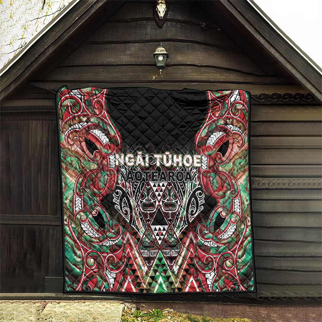 Aotearoa Ngai Tuhoe Quilt Maori Tribal Red And Green Paua Shell Pattern DT05 - Polynesian Pride