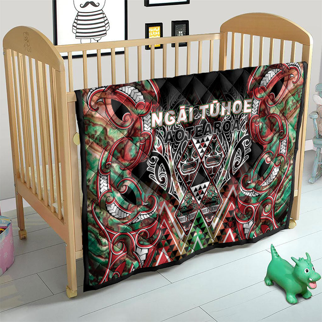 Aotearoa Ngai Tuhoe Quilt Maori Tribal Red And Green Paua Shell Pattern DT05 - Polynesian Pride