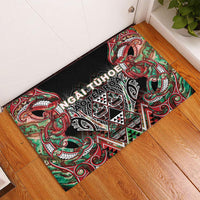 Aotearoa Ngai Tuhoe Rubber Doormat Maori Tribal Red And Green Paua Shell Pattern DT05 - Polynesian Pride
