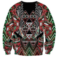 Aotearoa Ngai Tuhoe Sweatshirt Maori Tribal Red And Green Paua Shell Pattern DT05 - Polynesian Pride
