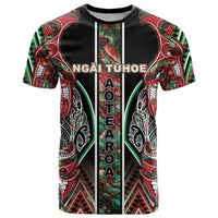 Aotearoa Ngai Tuhoe T Shirt Maori Tribal Red And Green Paua Shell Pattern DT05 Red - Polynesian Pride