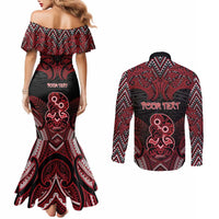 Personalised New Zealand Waitangi Day Couples Matching Mermaid Dress and Long Sleeve Button Shirt Te Tiriti O Waitangi 1840 DT05 - Polynesian Pride