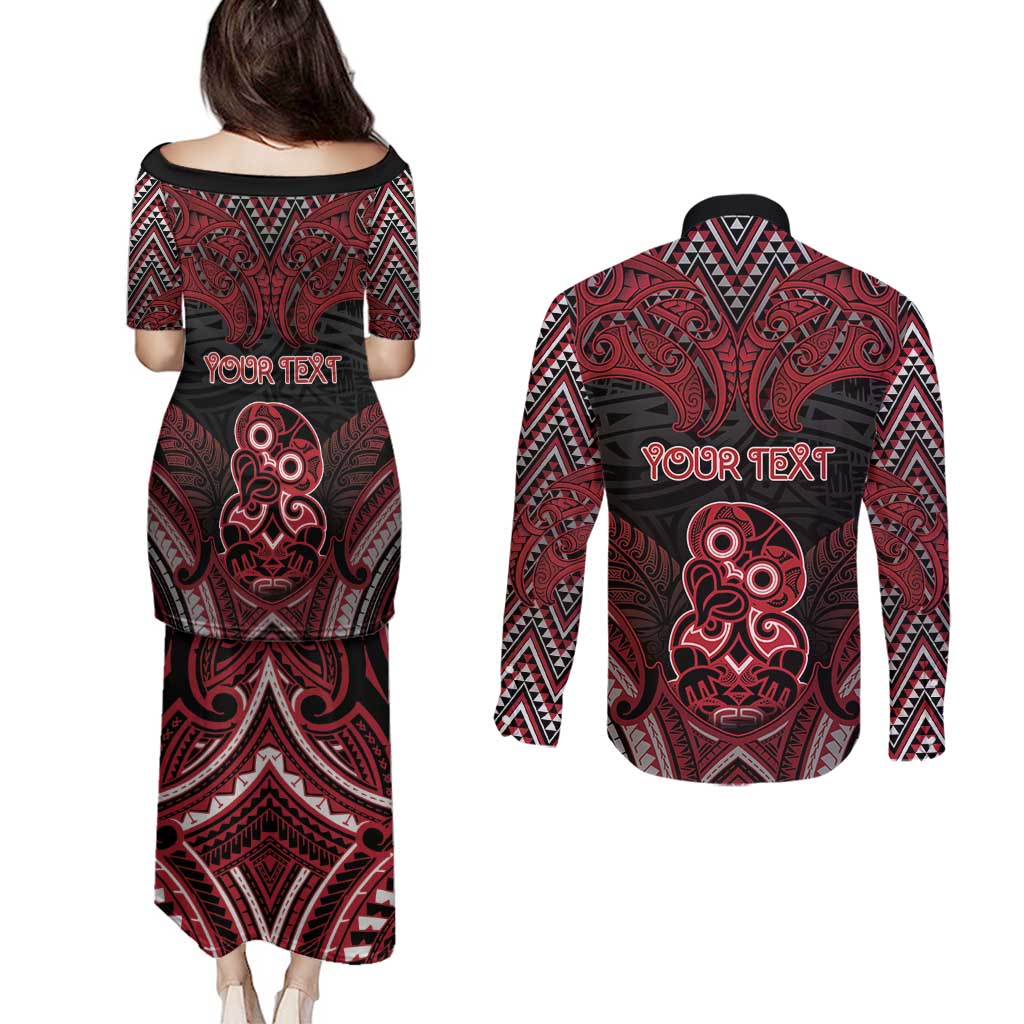 Personalised New Zealand Waitangi Day Couples Matching Puletasi and Long Sleeve Button Shirt Te Tiriti O Waitangi 1840 - Polynesian Pride