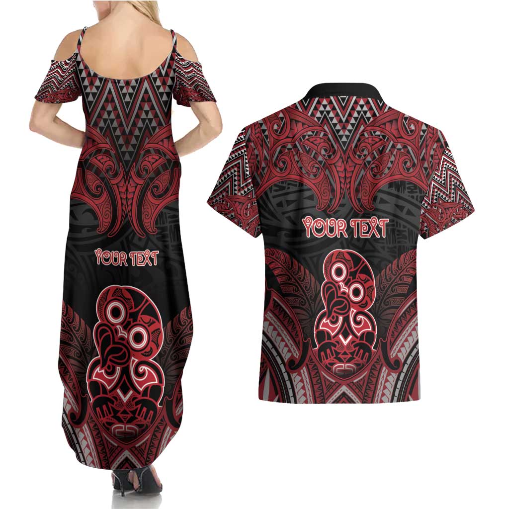 Personalised New Zealand Waitangi Day Couples Matching Summer Maxi Dress and Hawaiian Shirt Te Tiriti O Waitangi 1840 - Polynesian Pride