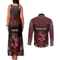 Personalised New Zealand Waitangi Day Couples Matching Tank Maxi Dress and Long Sleeve Button Shirt Te Tiriti O Waitangi 1840 - Polynesian Pride
