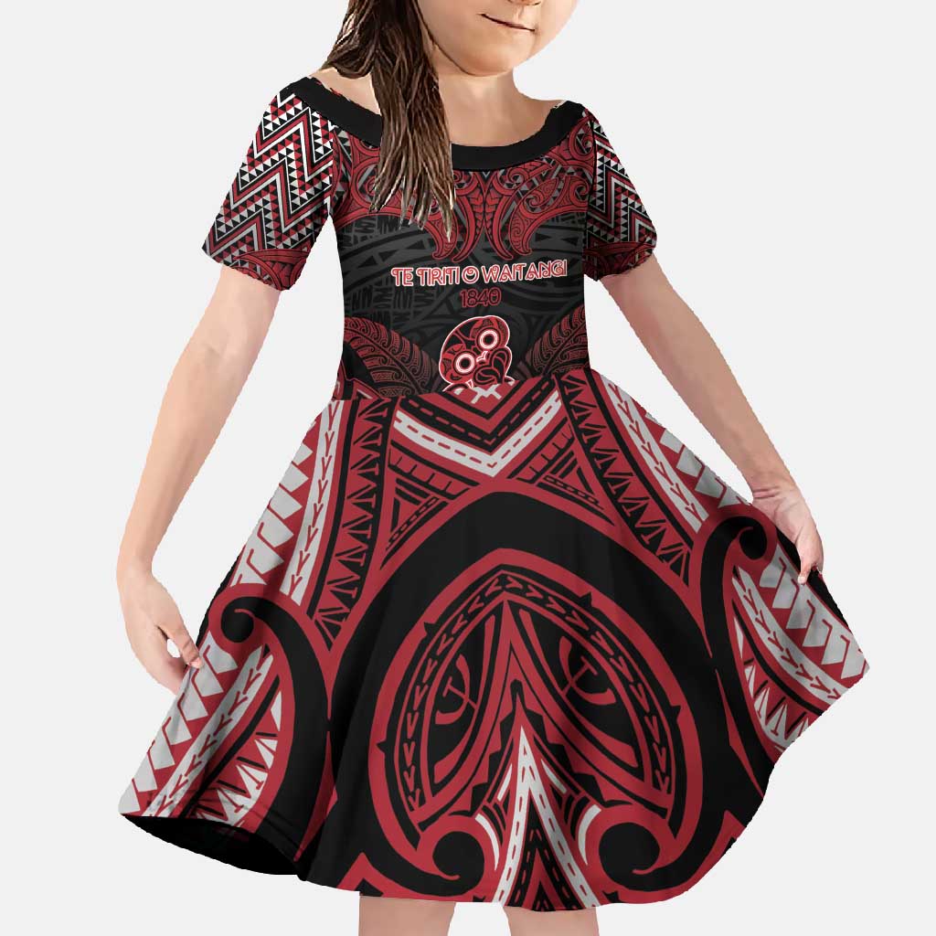 Personalised New Zealand Waitangi Day Family Matching Short Sleeve Bodycon Dress and Hawaiian Shirt Te Tiriti O Waitangi 1840 - Polynesian Pride