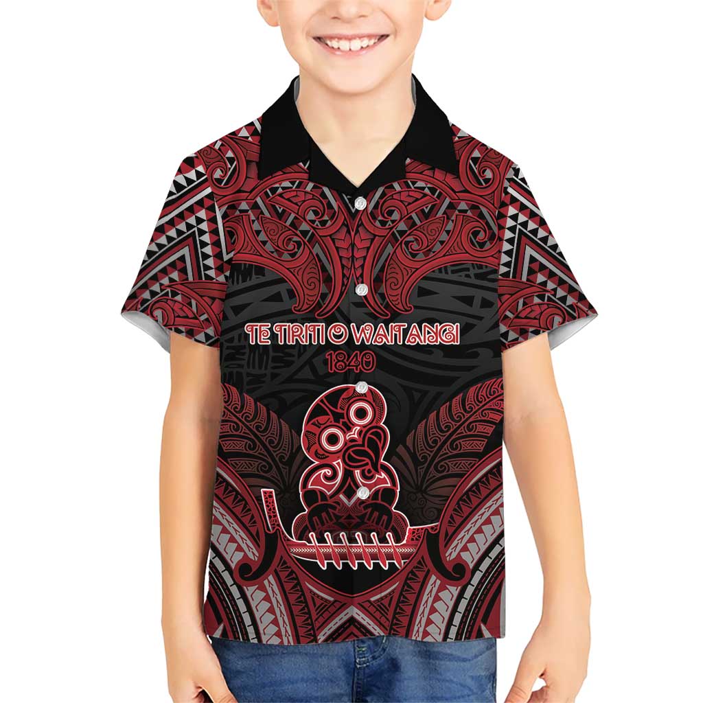Personalised New Zealand Waitangi Day Kid Hawaiian Shirt Te Tiriti O Waitangi 1840 - Polynesian Pride