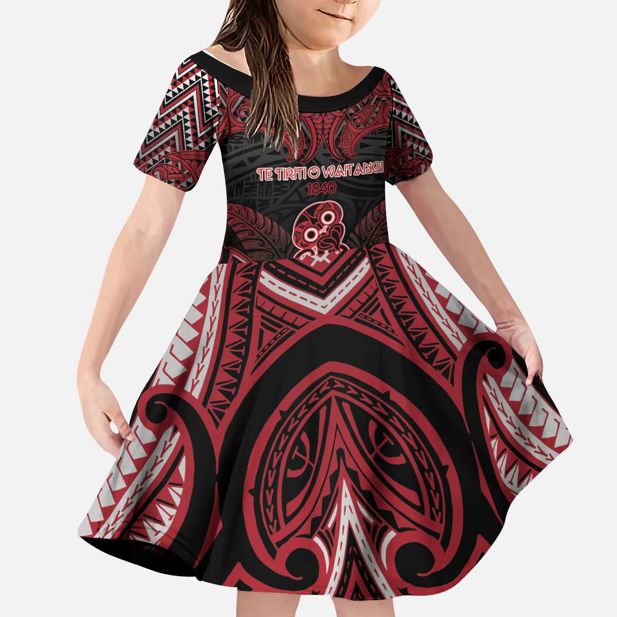 Personalised New Zealand Waitangi Day Kid Short Sleeve Dress Te Tiriti O Waitangi 1840 - Polynesian Pride